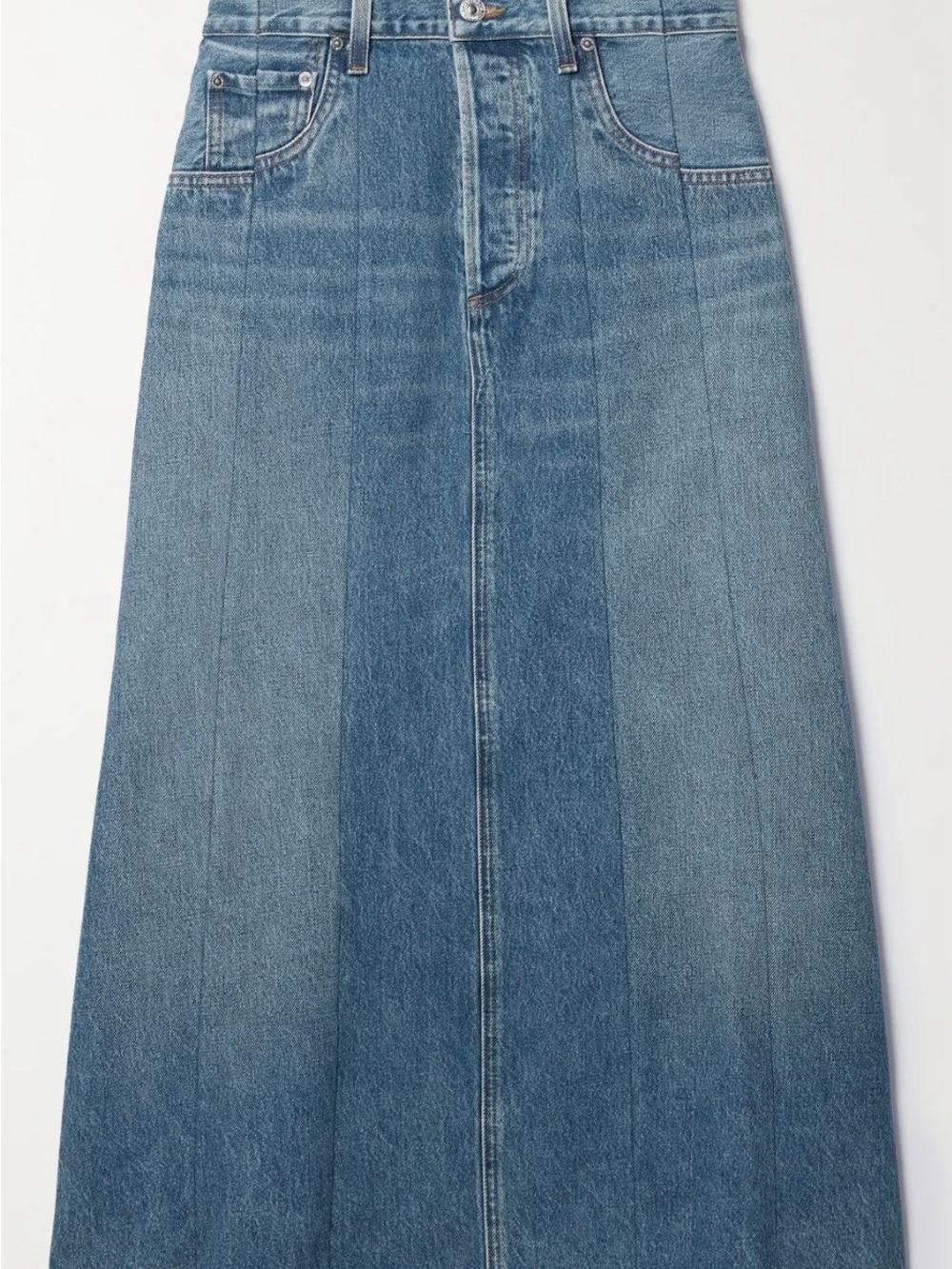 Citizens Of Humanity Two-Tone Blue Midi Denim Skirt